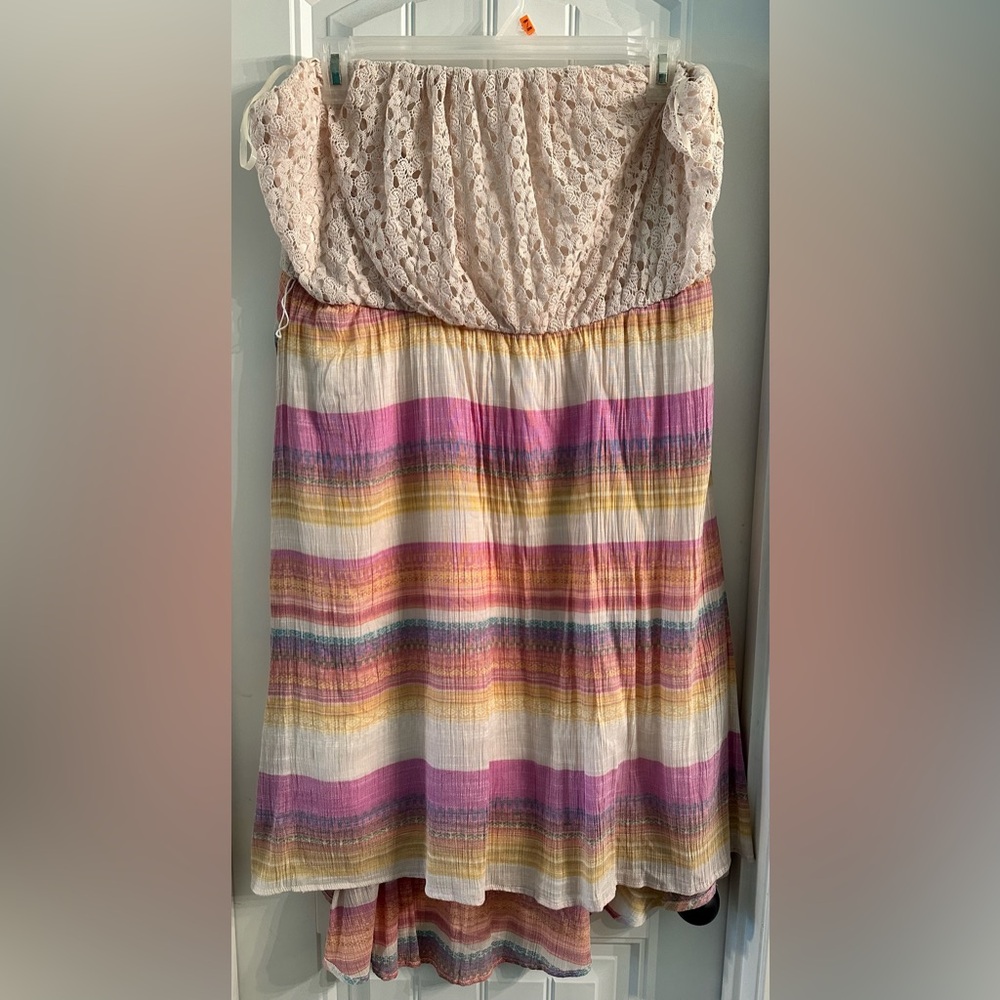 Strapless crochet top high low dress